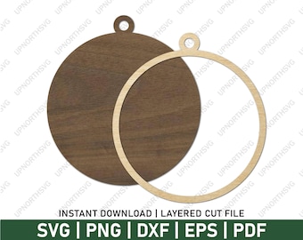Blank Ornament SVG | DIY Template Laser Cut File | Round Ornament Craft Plans | Christmas Decor | Cricut Glowforge xTool | eps, dxf, svg