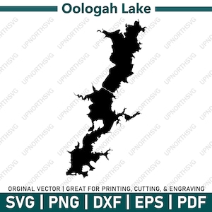 Lago Oologah SVG Oklahoma | Mapa do Lago | Arquivo gráfico vetorial | Imagem de contorno de forma | Cortar, gravar ou imprimir | pdf, dxf, eps, png