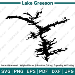 Lake Greeson Arkansas AR Map Silhouette | Vector Map Outline | Cut, Engrave, or Print | Lake Decor | svg, pdf, dxf, eps, jpg, png