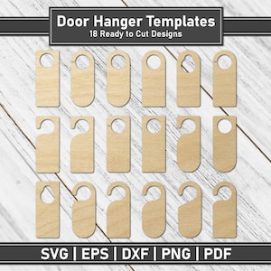 18 Blank Door Hanger SVG Bundle | DIY Template Laser Cut Files | Door Sign Craft Plans | Wooden Plaque | Cricut Glowforge xTool