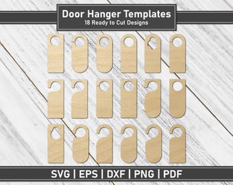 18 Blank Door Hanger SVG Bundle | DIY Template Laser Cut Files | Door Sign Craft Plans | Wooden Plaque | Cricut Glowforge xTool