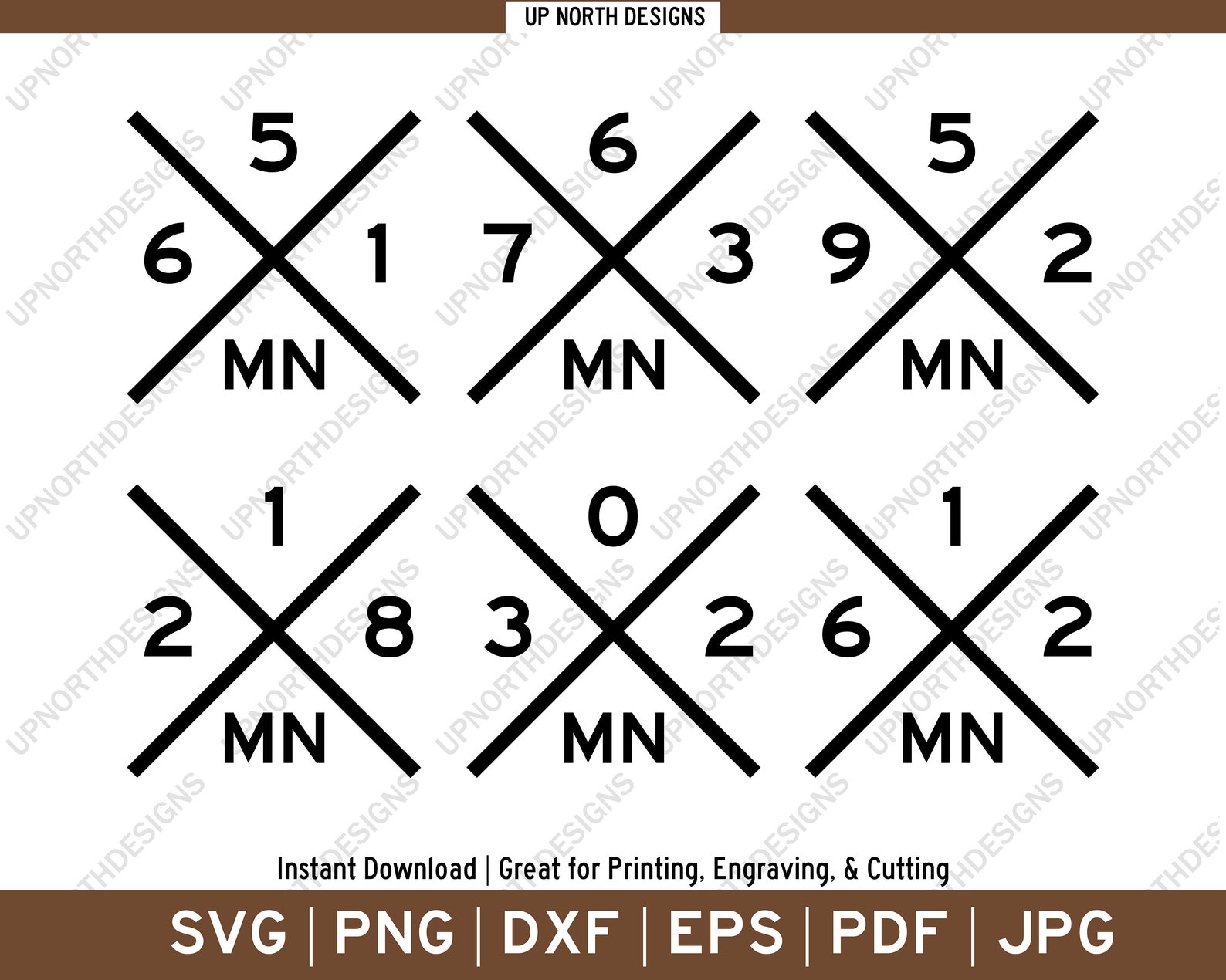 Minnesota Area Code Icon Collection SVG | 651, 763, 952, 218, 302, 612 ...