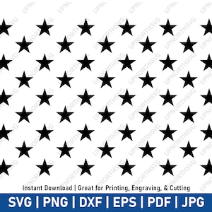50 étoiles SVG | Silhouette d'étoiles du drapeau américain |  Étoiles clipart patriotique des États-Unis | Union 50 étoiles | Fichier de coupe Cricut | svg, pdf, dxf eps, png