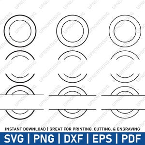 Cirkelframe SVG | Cirkel monogram Svg | Framerand gesplitst | Afdrukken, knippen en graveren |  Cricut & silhouet vector gesneden bestand | svg pdf png jpg