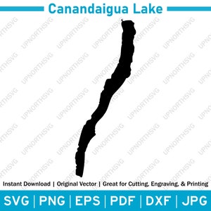 Lake Canandaigua New York Silhouette Karte | SVG Vektorgrafik-Datei | Form Umriss Bild | Schneiden, Gravieren oder Drucken | pdf, dxf, eps, png