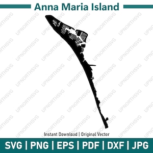 Anna Maria Island Silhouette Karte | Florida Island SVG Vektorgrafik-Datei | Form Umriss Bild | pdf, dxf, eps, png