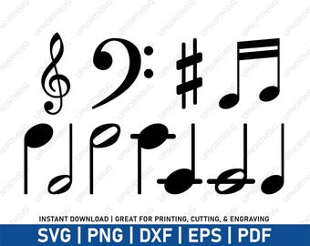 Musical Note Symbol Bundle | Music Note Notation Symbol Design | Cricut Laser | Print, Cut, & Engraving File | svg, pdf, eps, dxf, png
