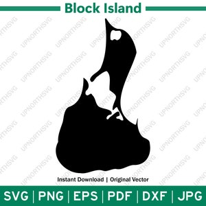Block Island SVG Mapa de silhueta de Rhode Island | Arquivo gráfico vetorial SVG de Maine | Imagem de contorno de forma | pdf, dxf, eps, png