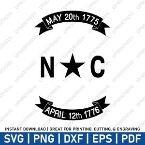 North Carolina State Flag Symbol Silhouette | NC State Emblem | Vector Design | Print, Cut, & Engraving File | svg, pdf, eps, dxf, png
