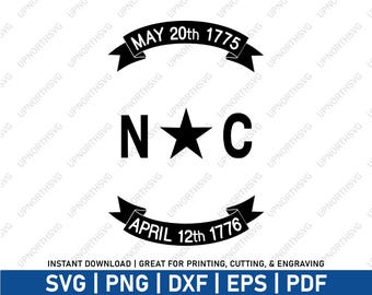 North Carolina State Flag Symbol Silhouette | NC State Emblem | Vector Design | Print, Cut, & Engraving File | svg, pdf, eps, dxf, png