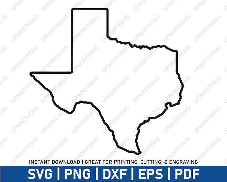 Simple Texas Wide Border Outline Svg | TX Vector Map | USA State ...