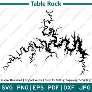 Tischkarte Rock Lake Missouri Silhouette Karte | SVG Vektorgrafik-Datei | Form Umriss Bild | Schneiden, Gravieren oder Drucken | pdf, dxf, eps, png