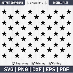 50 sterren-SVG | Amerikaanse vlag vijftig sterren silhouet |  Patriottische VS-clipartsterren | Union 50 sterren | Cricut gesneden bestand | pdf, dxf, eps, png