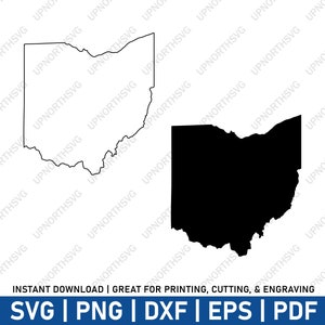 Ohio Outline & Silhouette Shape SVG File | OH Vector Map | USA State Graphic Image | Cricut Laser Cut Engraving File | pdf, ai, eps, png