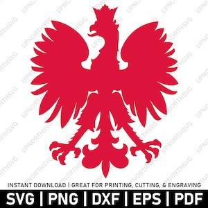Pools wapenschild adelaar vogelsilhouet | Nationaal symbool Polen | Vector Cricut Cut-bestand | Clipartontwerp | Svg, pdf, dxf, eps, png