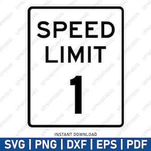 Snelheidslimiet: 1 mph-bord | Vector grafische logoafbeelding | Silhouet verkeersbord | Decoratie verjaardagsfeestje | Wanddecoratie | Svg, pdf, ai, eps, png
