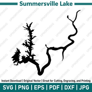 Summersville Lake West Virginia Map Silhouette | Vector Map Outline | Cut, Engrave, or Print | Lake Decor | svg, pdf, ai, eps, jpg, png