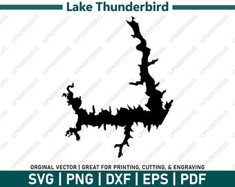 Lake Thunderbird SVG Oklahoma | Lake Map | Vector Graphic File | Shape Outline Image | Cut, Engrave, or Print | pdf, dxf, eps, png