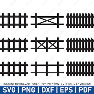 Fence SVG Bundle | Picket Fence Svg | Iron Cast Fence | Print, Cut, Engrave |  Cricut & Silhouette Vector Cut File | svg pdf png jpg