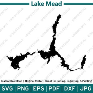 Lake Mead Nevada kaart silhouet | Vectorkaartoverzicht | Knippen, graveren of afdrukken | Meerdecor | Svg, pdf, ai, eps, jpg, png