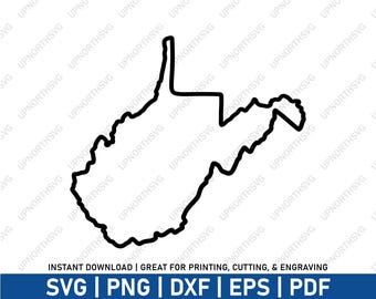 Simple West Virginia Wide Border Outline svg | WV Vector Map | USA State Outline | CNC Cricut Laser Cut Engraving File | pdf, ai, eps, png