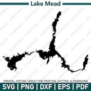 Mappa della sagoma del Lago Mead Nevada / File grafico vettoriale SVG / Immagine del contorno della forma / Taglia, incidi o stampa / pdf, dxf, eps, png