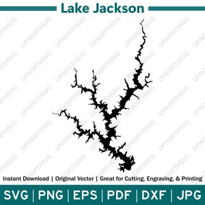Mapa da silhueta do Lago Jackson Geórgia | Arquivo gráfico vetorial SVG | Imagem de contorno de forma | Cortar, gravar ou imprimir | pdf, dxf, eps, png