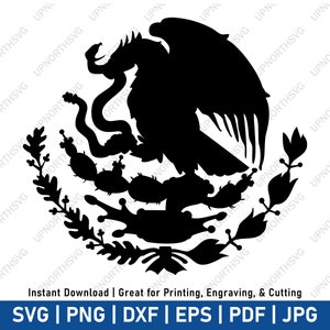 Stemma dell'aquila messicana Silhouette / Simbolo dell'aquila messicana Grafica vettoriale / Aguila bandera / File tagliato al laser / svg, pdf, dxf, eps, pn