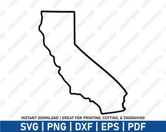 California Border Outline svg | CA Wide Outline Vector Map | USA State Outline | CNC Cricut Laser Cut Engraving File | pdf, ai, eps, png