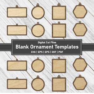 May include: A set of 20 blank ornament templates for crafting. The templates are in the shapes of a rectangle, circle, square, and hexagon. The templates are made of wood and have a natural wood finish. The templates are perfect for creating custom ornaments for any occasion.