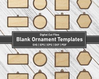 16 Ornament Cut File SVG Templates | Blank Layered Ornaments | Wood Ornament Craft Plans DIY Christmas Decor | Cricut Laser Glowforge xTool