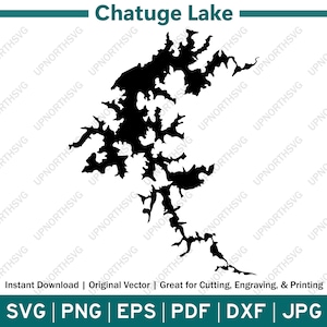 Chatuge Lake North Carolina Silhouette Map | SVG Vector Graphic File | Shape Outline Image | Cut, Engrave, or Print | pdf, eps, png