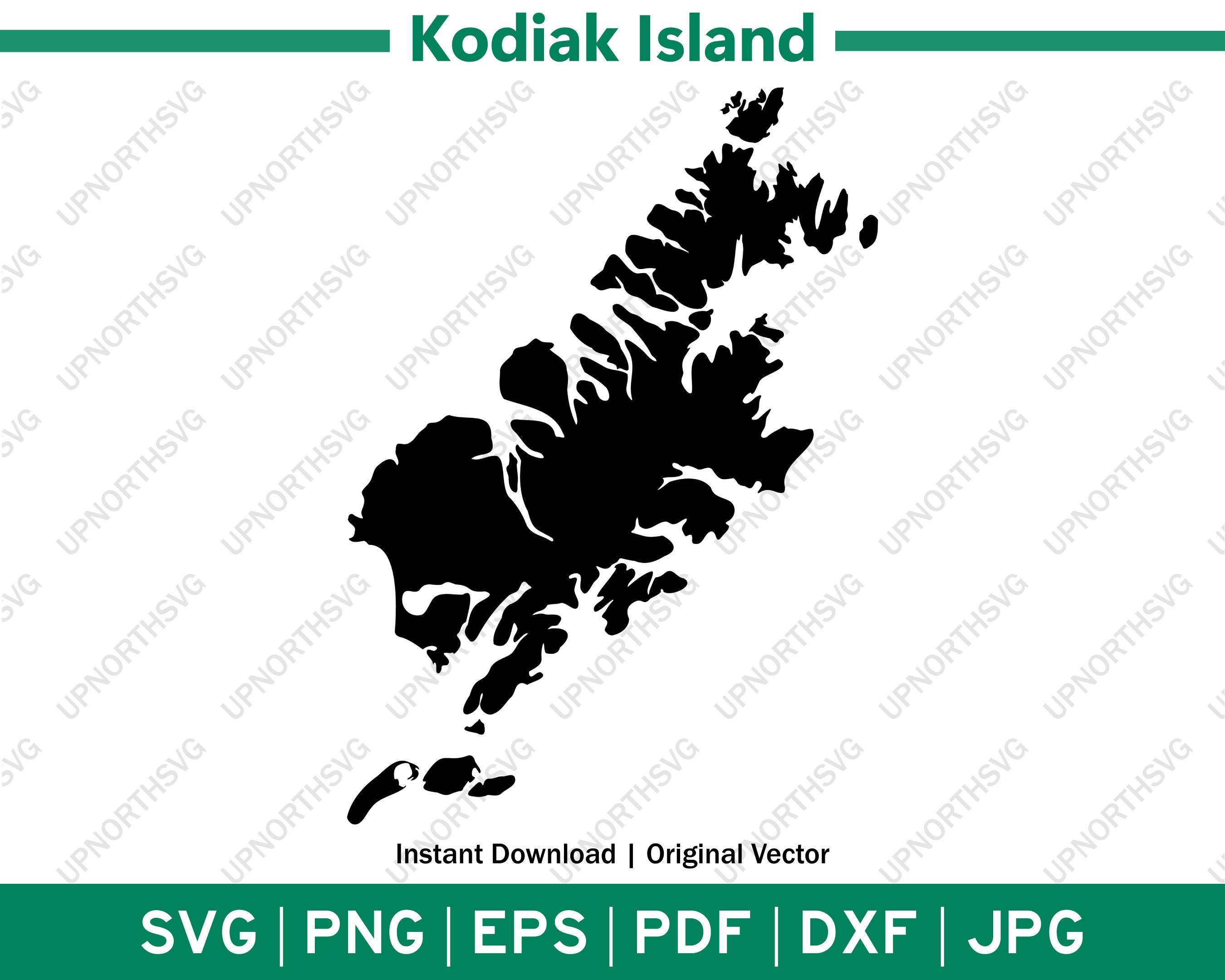 Kodiak Island Silhouette Map | Alaska SVG Vector Graphic Cut File ...