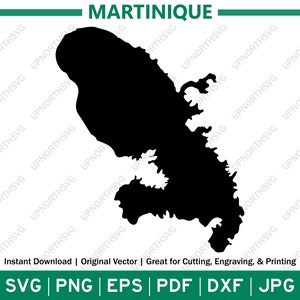 Martinique Silhouette Karte Karibik Frankreich | SVG Vektorgrafik-Datei | Form Umriss Bild | Schneiden oder Drucken | pdf, dxf, eps, png
