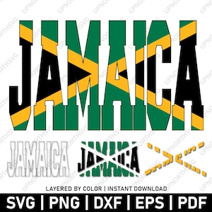 Jamaican Flag Name Cutout SVG  | Jamaica National Flag Design | Layered Vector Graphic Cricut Cut File  | svg, png, pdf, eps, dxf