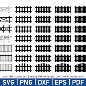 35 Fence SVG Bundle | Picket Fence Svg | Wrought  Iron Cast Fence | Print, Cut, Engrave |  Cricut & Laser Vector Cut Files | svg pdf png jpg