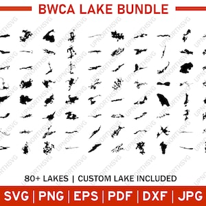 Boundary Waters Canoe Area Lake Silhouette Map Bundle | Vector Graphic File | Shape Outline Image | BWCA | pdf, dxf, eps, png