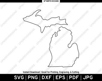 Simple Michigan Outline SVG File | MI Vector Cut File | Cricut Laser CNC | Perfect for cutting, engraving or print | svg, pdf, ai, eps, png