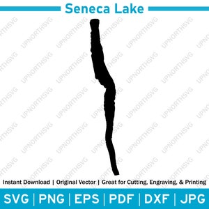 Seneca Lake New York Silhouette Karte | SVG Vektorgrafik-Datei | Form Umriss Bild | Schneiden, Gravieren oder Drucken | pdf, dxf, eps, png