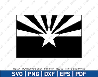 Arizona Flag Silhouette SVG File | Black and White AZ State Flag SVG | Vector Graphic Cut File | Print Cut Engrave | svg, png, pdf, eps, dxf