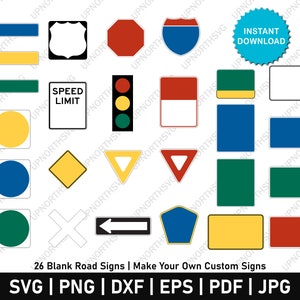 Lege wegwijzerset Highway Interstate Signage | Schoolverjaardag | Lege straatnaamborden grafische uithangbord clipart | Svg, pdf, ai, eps, png
