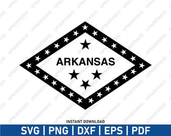 Arkansas Flag Diamond Silhouette SVG | Arkansas Flag Clipart | Star Vector Graphic | Print, Cut, & Engraving File | svg, pdf, eps, dxf, png