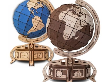 Laser cut globe 3mm 3d puzzle SVG bundle glowforge wood globe DXF files Vector laser template Laser cut file Dxf Eps Pdf Cdr cnc