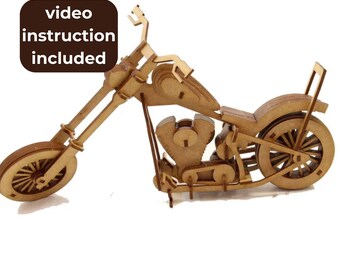 Laser cut motorcycle toy SVG bundle wood harley davidson svg files Vector laser template puzzle Laser cut file Dxf Ai Eps Cdr patern cnc