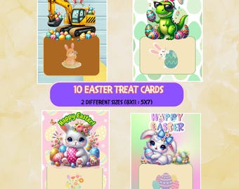 イースターのお菓子カード - 5x7インチ、8x11インチ - DIYイースターお菓子カード - 印刷可能なカード - すぐに使えるお菓子カード