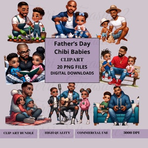 Father&#39;s Day PNG, 20PNG, Father Daughter clipart, Father Son clipart, Black Father clipart, Children Clipart, Father and Baby Clipart,