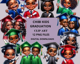 Graduation Chibi Kids, Graduation PNG, Graduation Clipart, Graduation Girl PNG Graduation Boy PNG, Chibi Kids Graduation