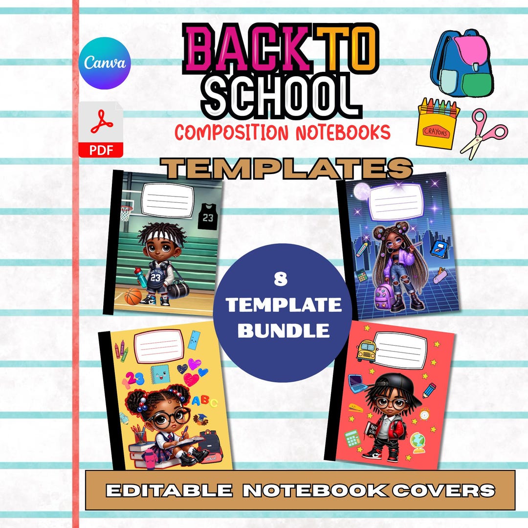 Back to School Editable Composition Notebook Covers | African American ...