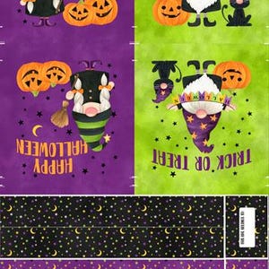 Northcott Gnomes Night Out Halloween bag panel