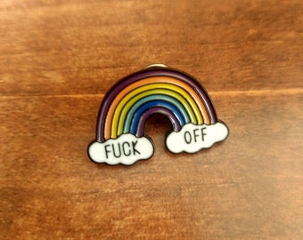 Regenbogen-Profanity-Pin, Wolken, schlechte Laune-Pin, Empowerment-Pin, psychische Gesundheit, unhöfliche Geschenke, schwörende Geschenke, Geschenke für Freunde